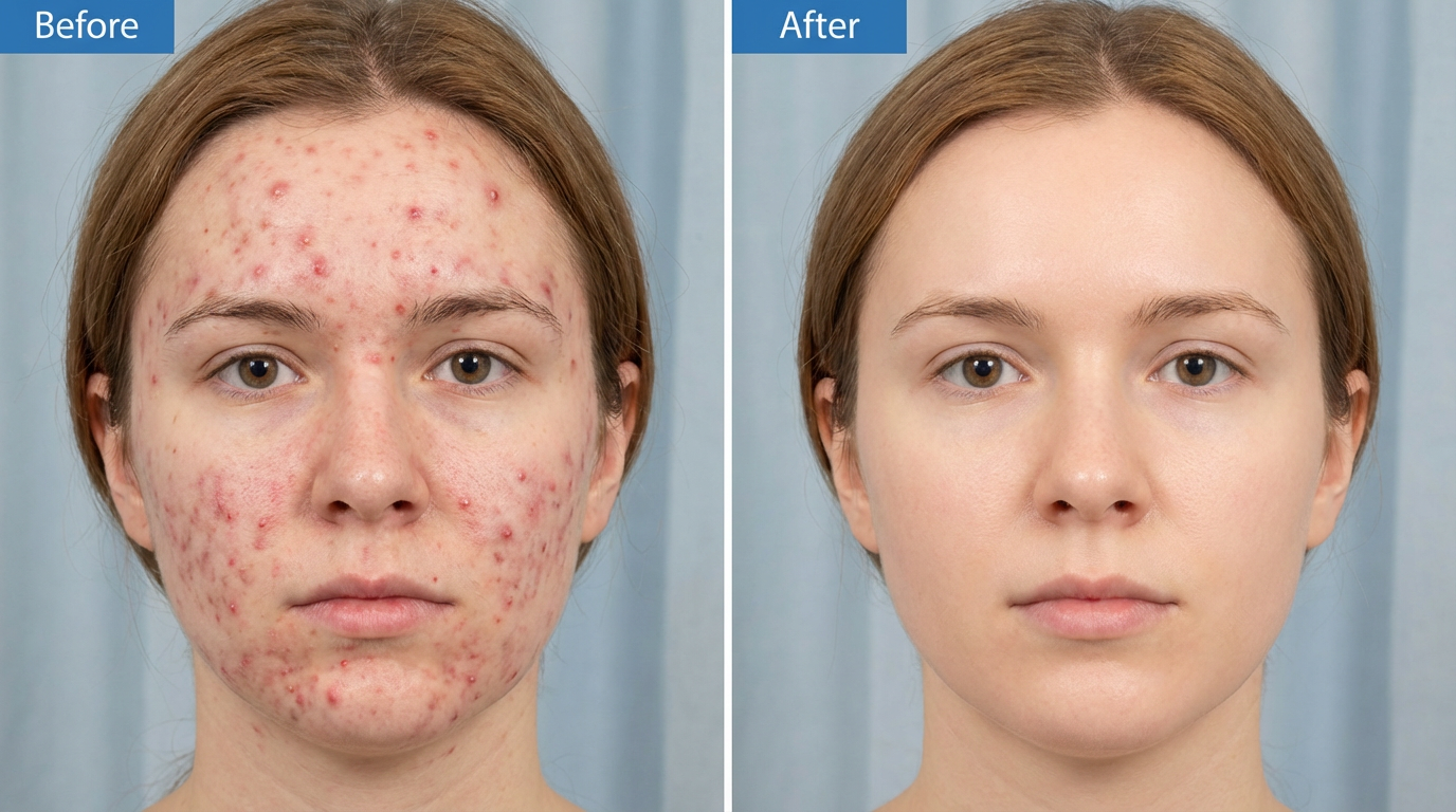 Medical Facials & Laser Peels - Acne Clearance Before and After
