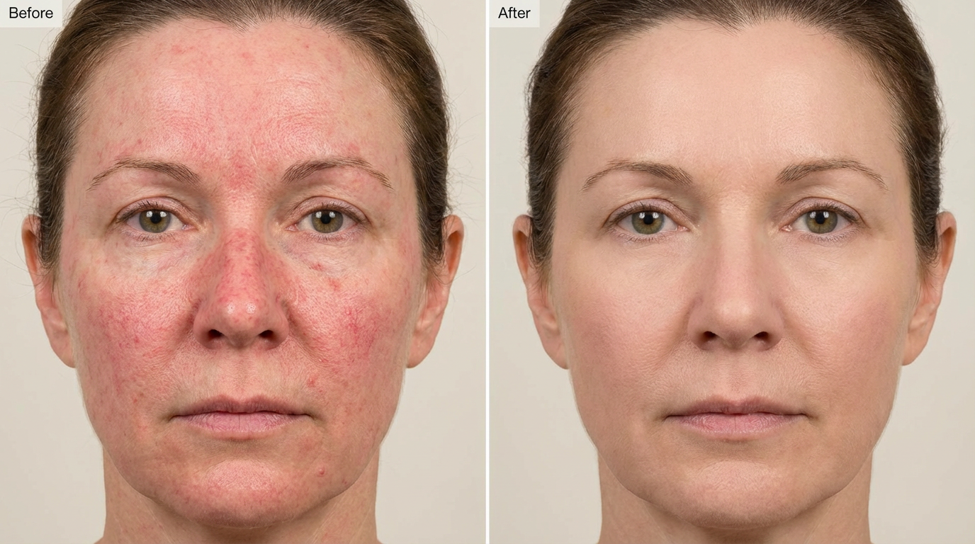Rosacea & Skin Redness Treatment - Facial Redness Before and After